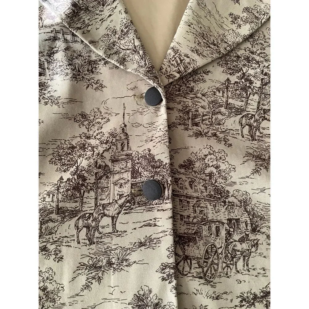 Vintage Village Scene light blazer button front